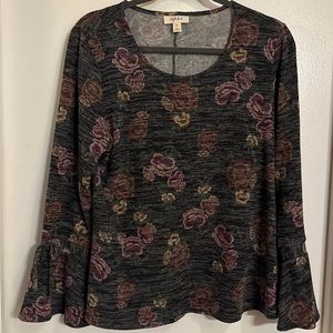 Floral bell sleeve top
